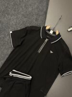 ⁦Prada Black Mesh Polo & Shorts Tracksuit Set⁩ - الصورة ⁦2⁩